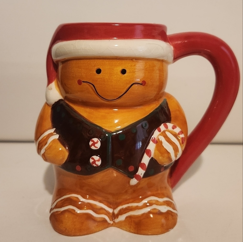 5” Christmas Gingerbread Man Sleigh Bell Bistro Holiday Mug